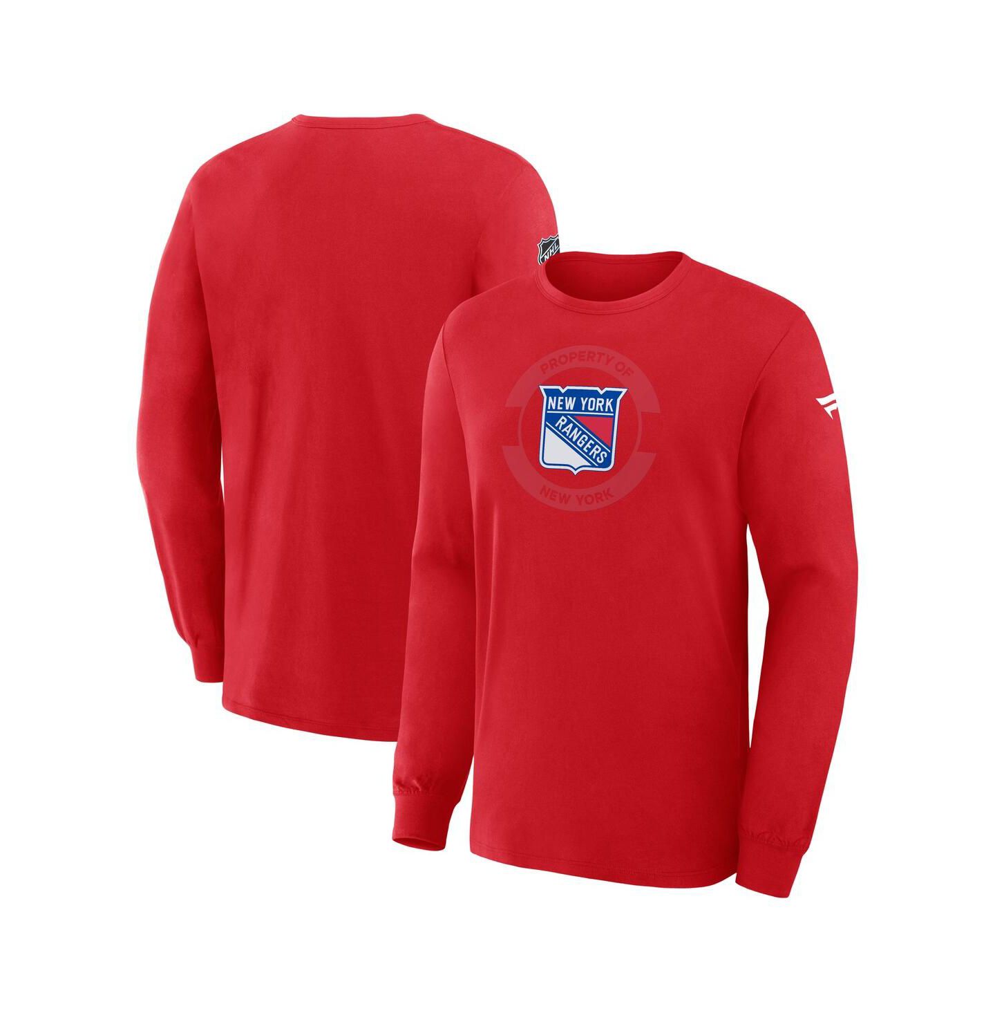 Мужская футболка Fanatics Red New York Rangers Authentic Pro Property Of Practice Long Sleeve — фото 1