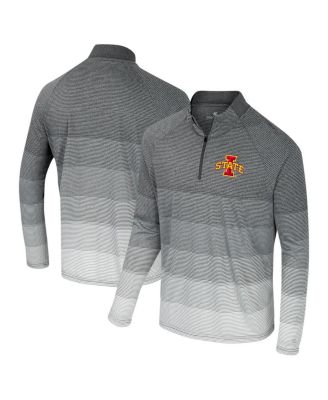 Colosseum - Men's Gray Iowa State Cyclones AI Striped Mesh Quarter-Zip Raglan Windshirt
