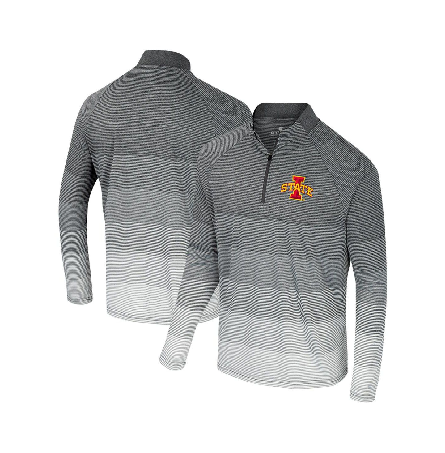 Мужская куртка Colosseum Gray Iowa State Cyclones AI Striped Mesh Quarter-Zip Raglan Windshirt — фото 1
