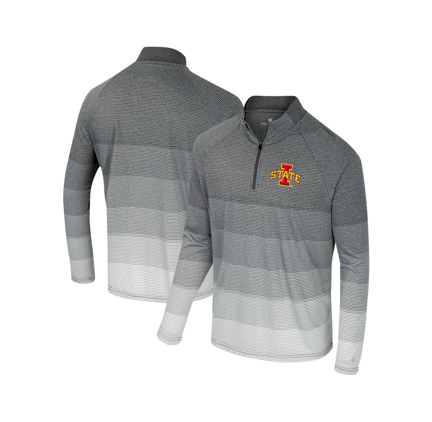 Men's Gray Iowa State Cyclones AI Striped Mesh Quarter-Zip Raglan Windshirt Jacket