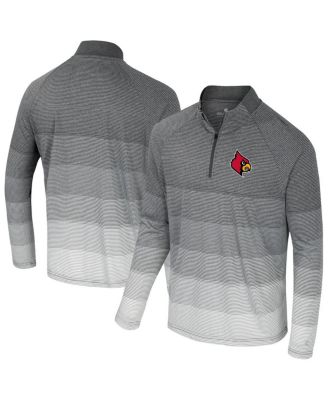 Colosseum - Men's Gray Louisville Cardinals AI Striped Mesh Quarter-Zip Raglan Windshirt