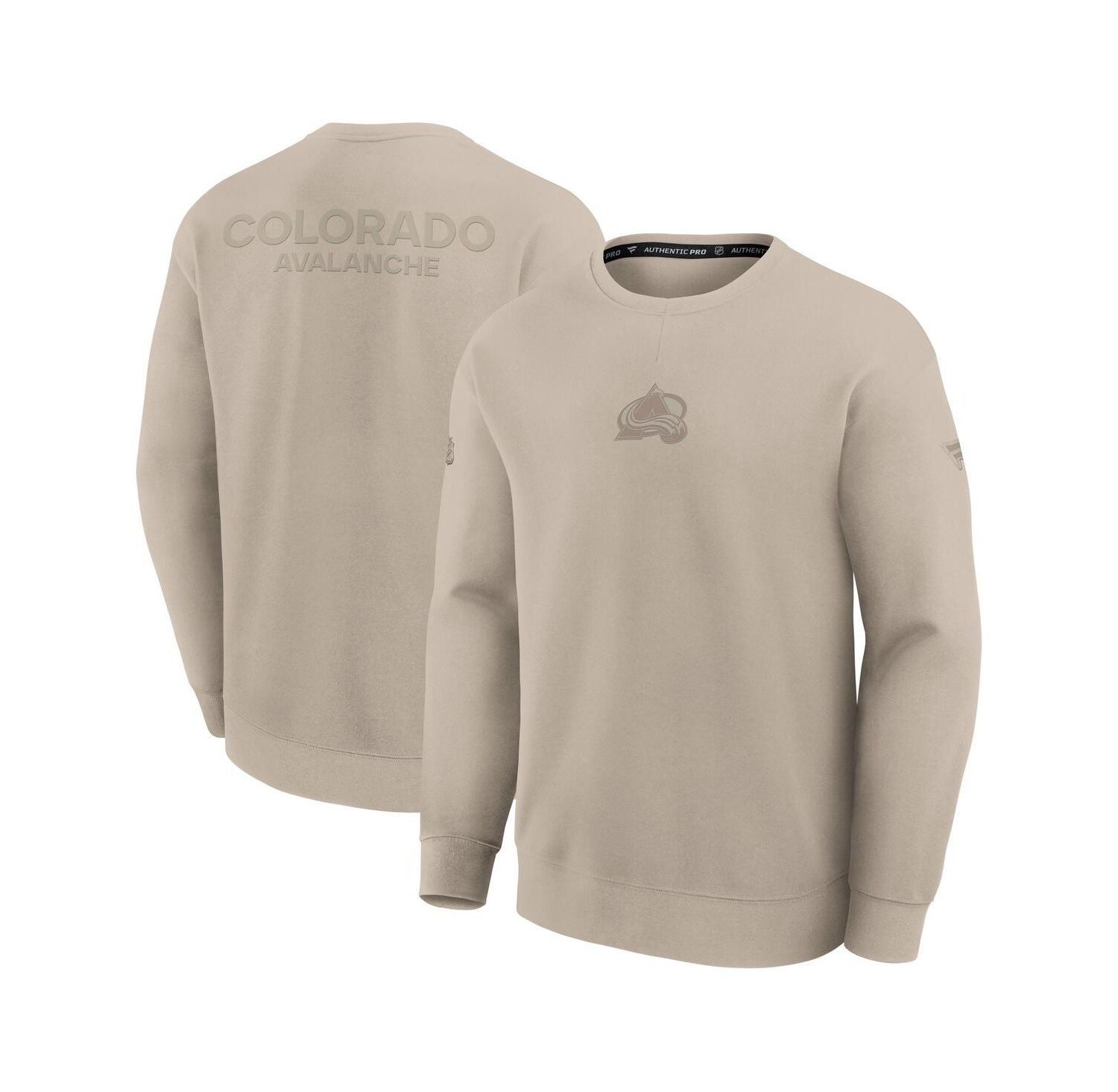 Men's Tan Colorado Avalanche Authentic Pro Road Tri-Blend Sweatshirt