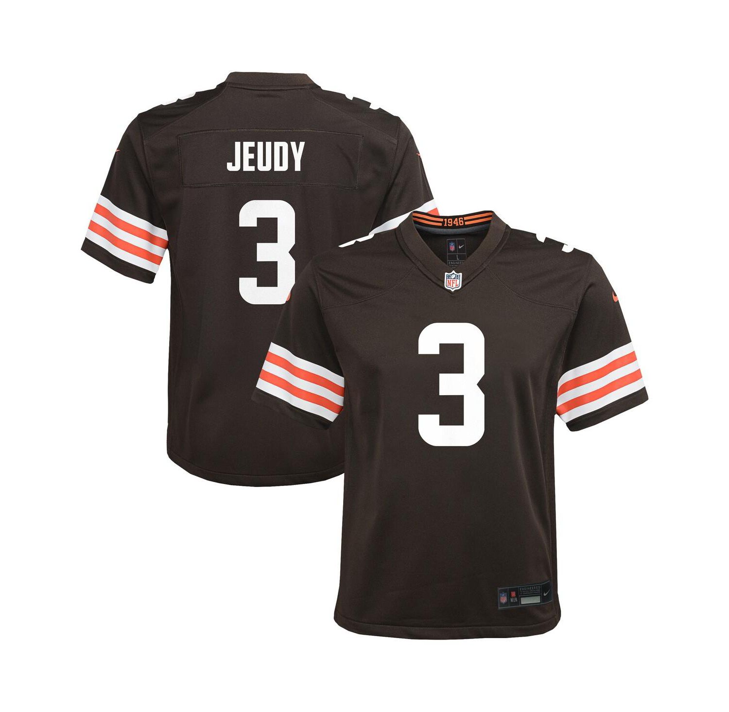Big Boys and Girls Jerry Jeudy Brown Cleveland Browns Team Game Jersey