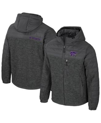Colosseum - Men's Charcoal Kansas State Wildcats Nightman Full-Zip Hoodie Puffer Jacket