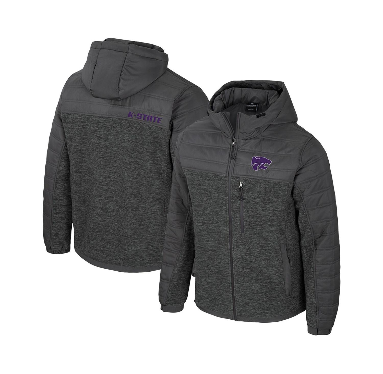 Men's Charcoal Kansas State Wildcats Nightman Full-Zip Hoodie Puffer Jacket