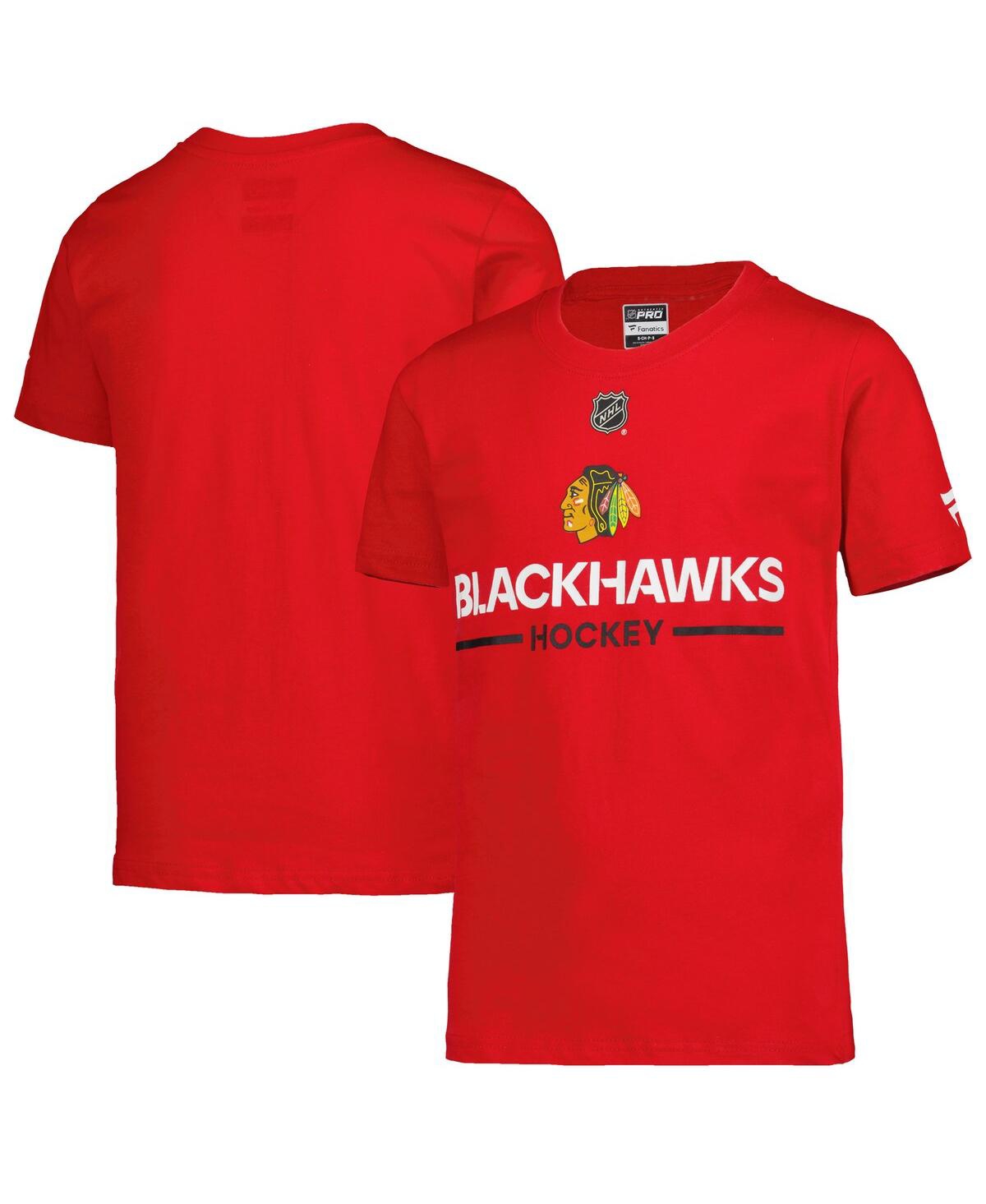 Fanatics Big Boys And Girls  Red Chicago Blackhawks Authentic Pro Wordmark T-shirt In Red