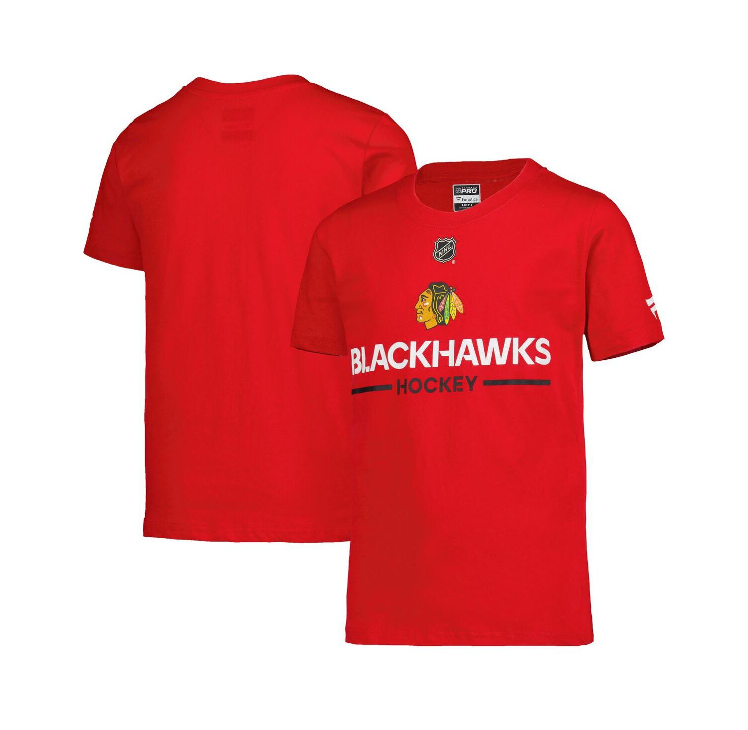 Big Boys and Girls Red Chicago Blackhawks Authentic Pro Wordmark T-Shirt