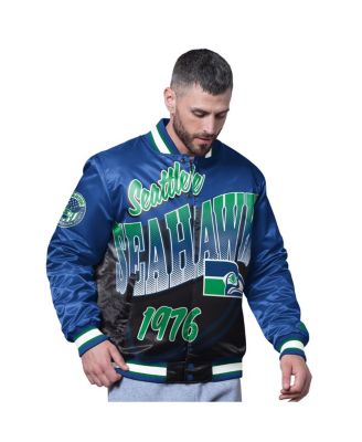 Starter - Men's Royal Seattle Seahawks Pass Rush Varsity Full-Snap Jacket