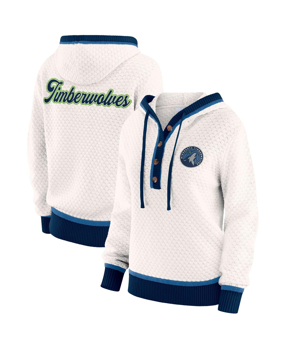 Wear by Erin Andrews Women's Cream Minnesota Timberwolves Plus Hoodie Sweater