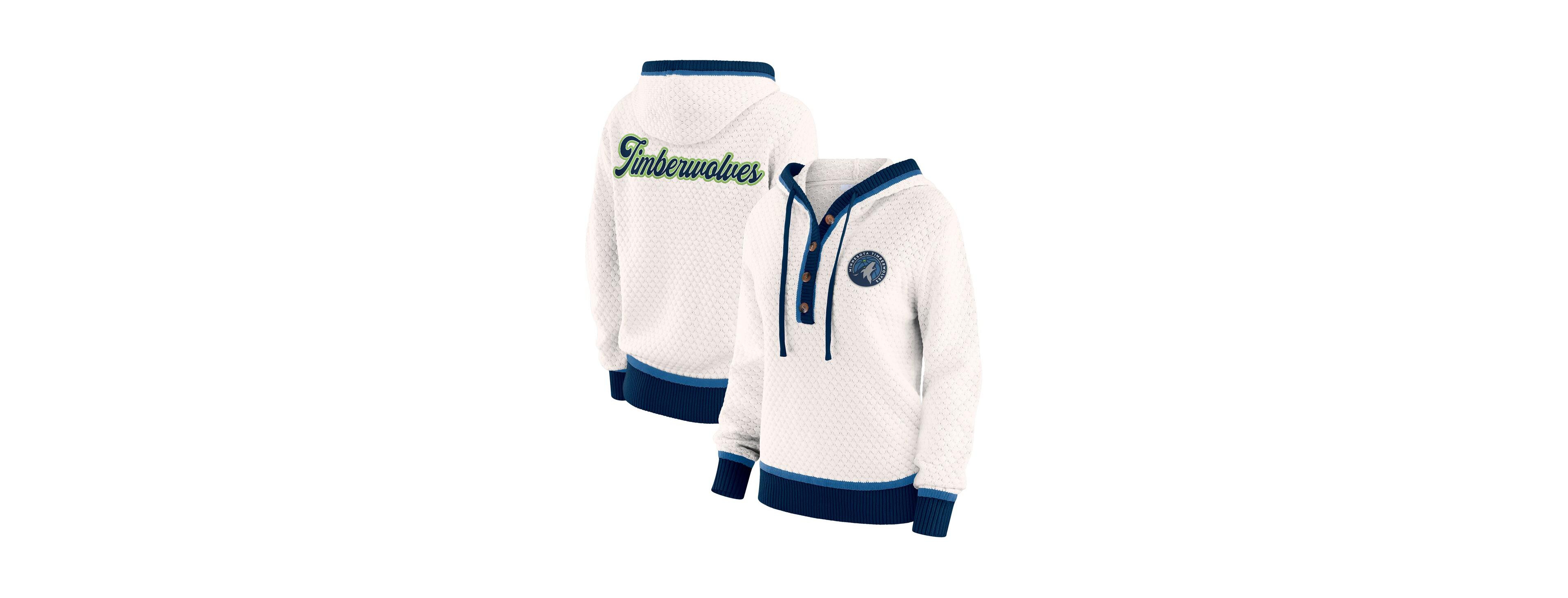 Wear by Erin Andrews Women's Cream Minnesota Timberwolves Plus Hoodie Sweater