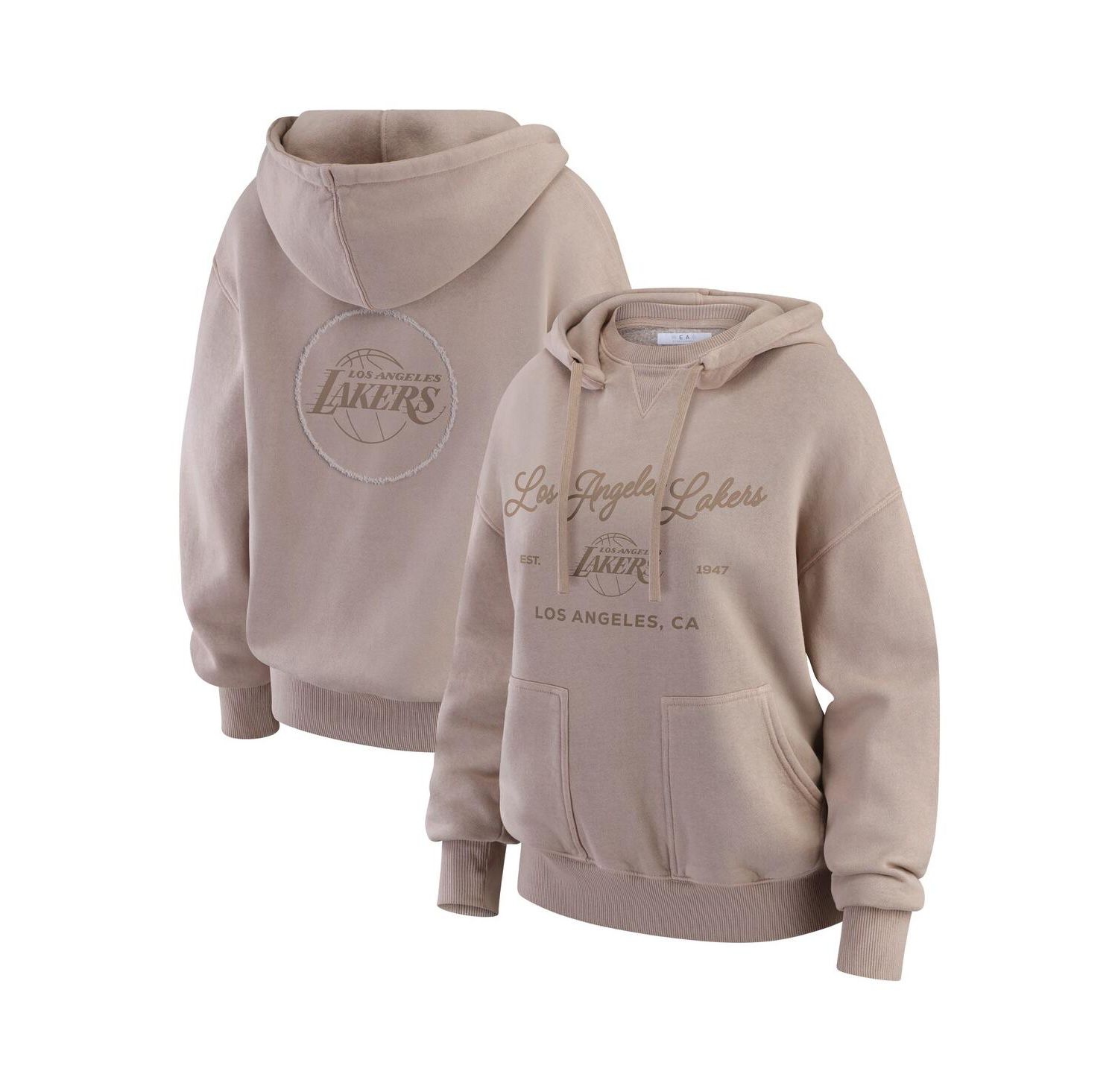 Women's Tan Los Angeles Lakers Washed Pullover Crewdie