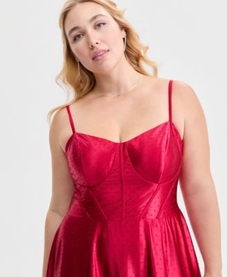 Trendy Plus Size Satin Studded Bustier Gown