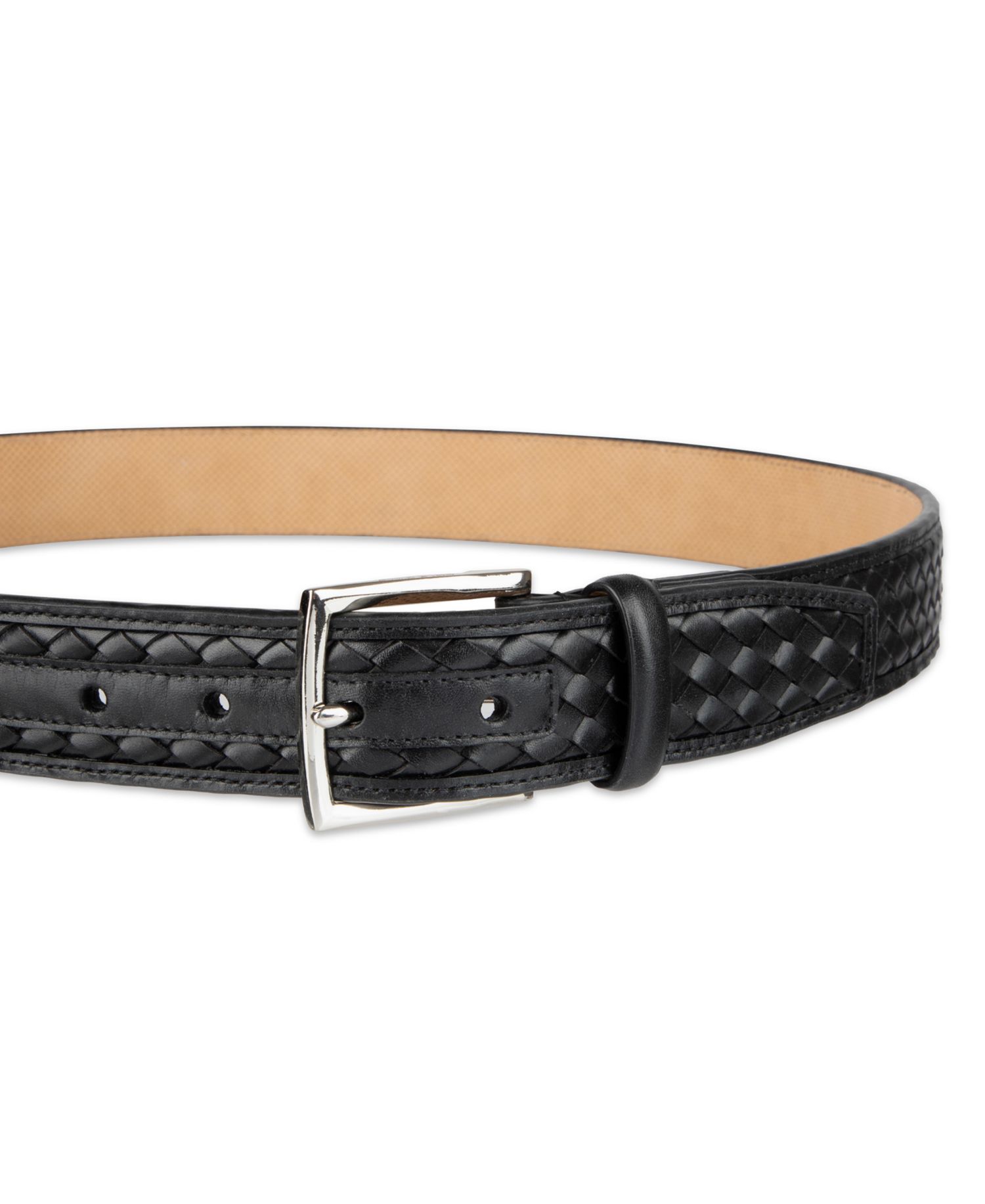 35MM Men's Woven Inlay Leather Dress Belt