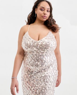 to the Dress Plus Size V-Neck Sequin Sleeveless Gown