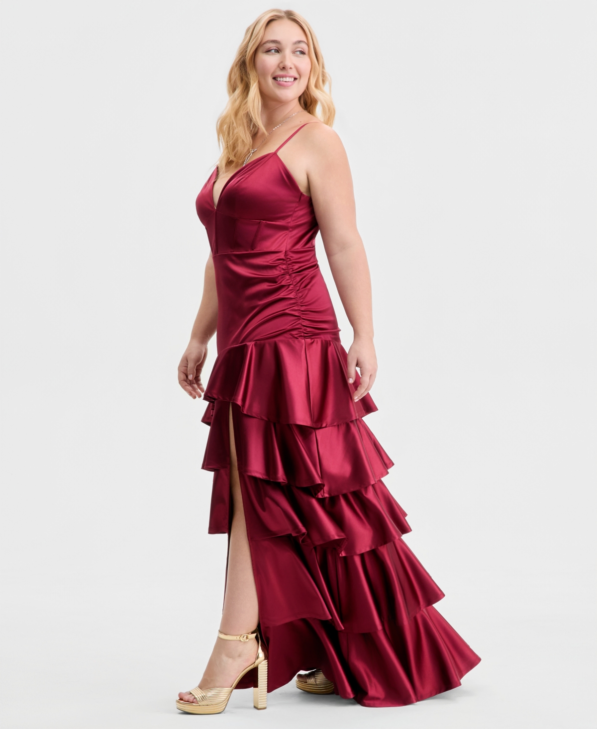 Emerald Sundae Trendy Plus Sleeveless Ruffled Gown