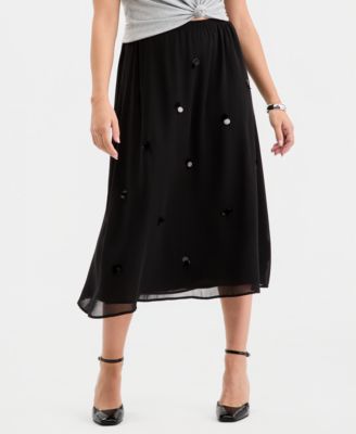 Women's Embellished Pull-On Midi Skirt