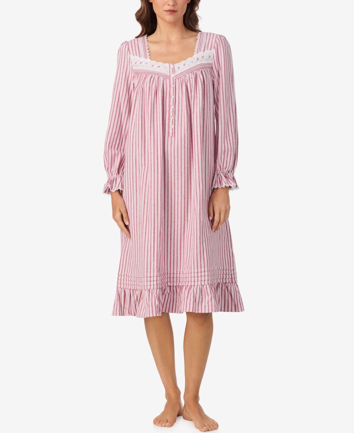 Eileen West Women's Cotton Flannel Long Sleeve Waltz Gown In Pink