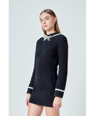 Women's Bow Knit Mini Sweater Dress