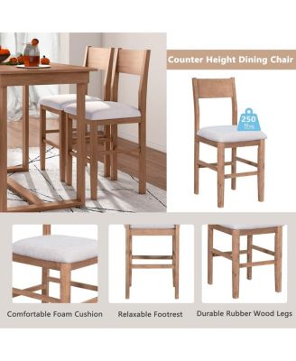 Space-Saving 5-Piece Counter Height Dining Table Set with 4 Upholstered Chairs