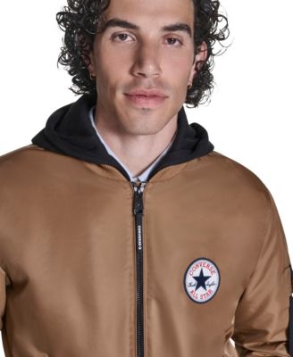 Men's Hooded Bib Varsity Bomber Jacket