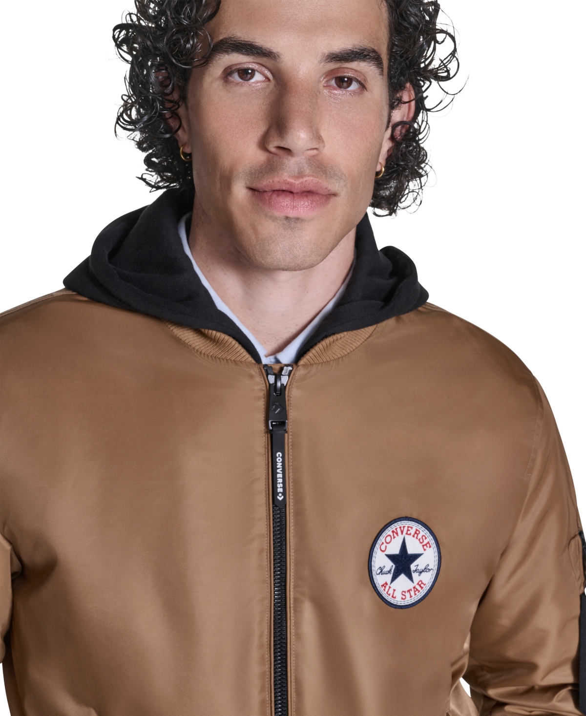 Converse Men's Hooded Bib Varsity Bomber Jacket