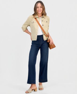 Petite Pull-On Shaping High-Rise Wide-Leg Jeans, Macy's Exclusive 