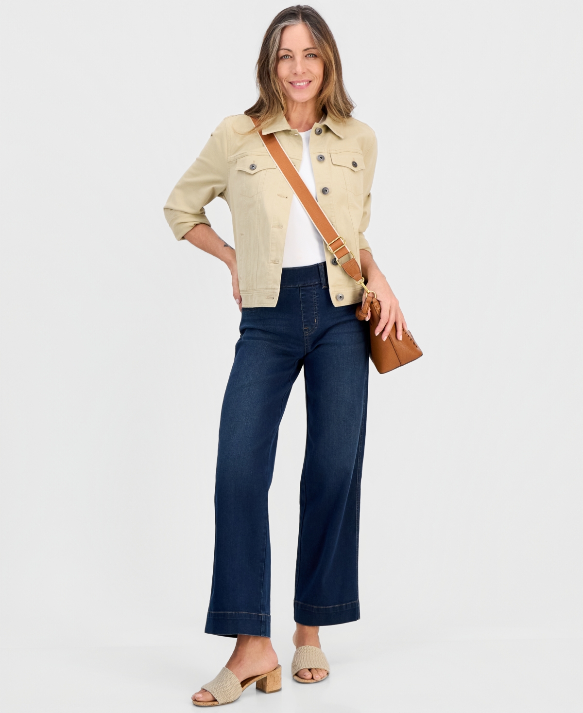 Style & Co Petite Pull-on Shaping High-rise Wide-leg Jeans, Macy's Exclusive In Blue