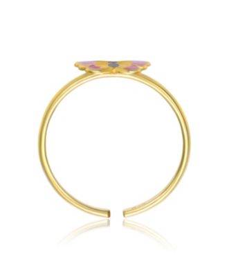 14k Gold Plated Colorful Enamel Butterfly Adjustable Ring
