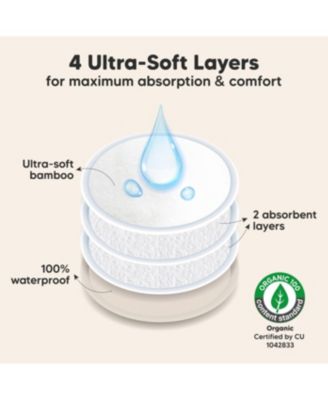 8pk Organic Nursing Pads, Washable Breast Pads + Wash Bag, Reusable Nipple Pads