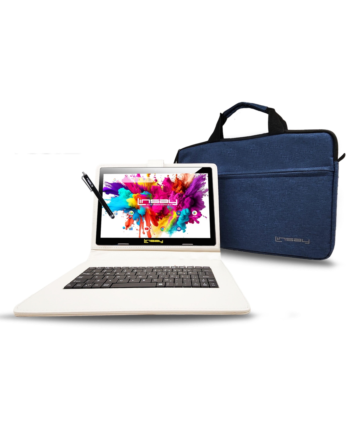 Linsay 10.1 Octa-Core Tablet 4GB Ram 128GB Storage Android 15 Premium Business Bundle with "oracle" Keyboard case, Briefcase and Pen stylus