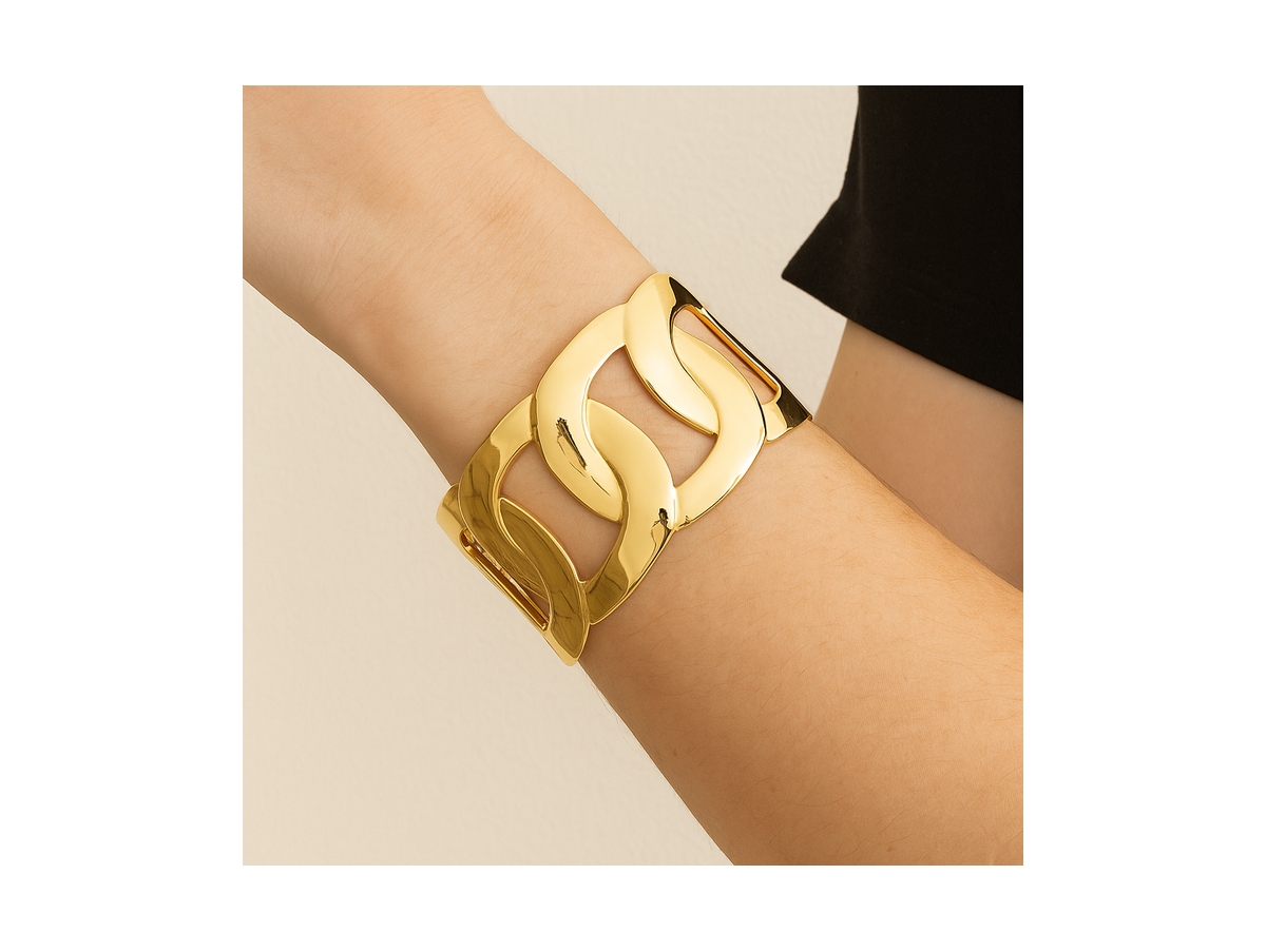 Curb Link Open Bangle Bracelet