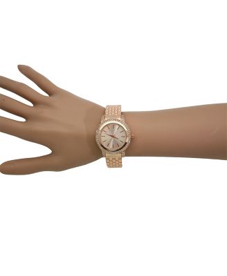 Rose Gold Solid And Rhinestones Bangle Watch