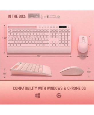 Wireless Keyboard and Mouse Combo - Full-Size Quiet Keyboard with Rest, Multimedia Keys, Power Switch, Compatible with OS, PC, Laptop
