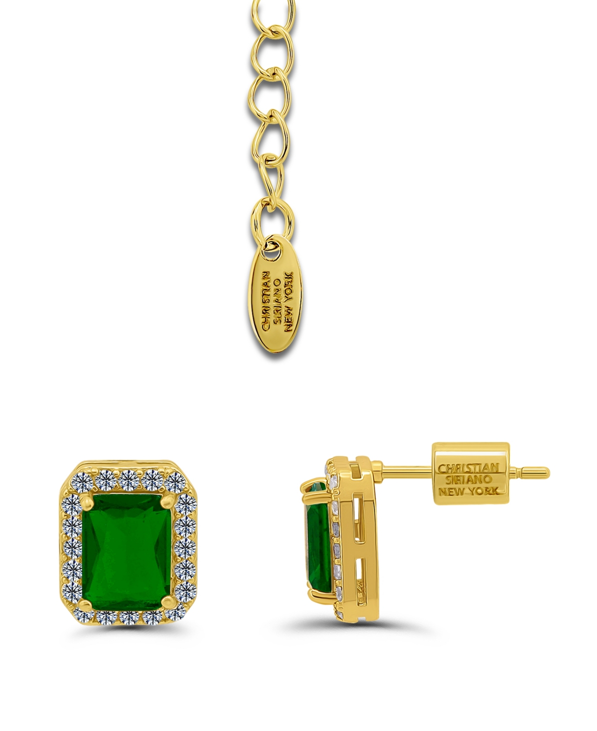Christian Siriano New York Cubic Zirconia Halo Accents Necklace And Earrings Set In Green