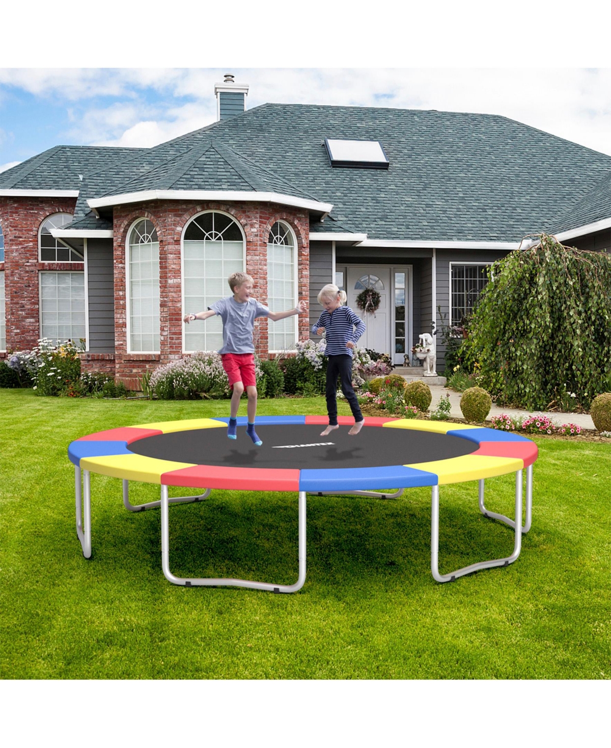 Sugift 15 Feet Universal Trampoline Spring Cover-Multicolor