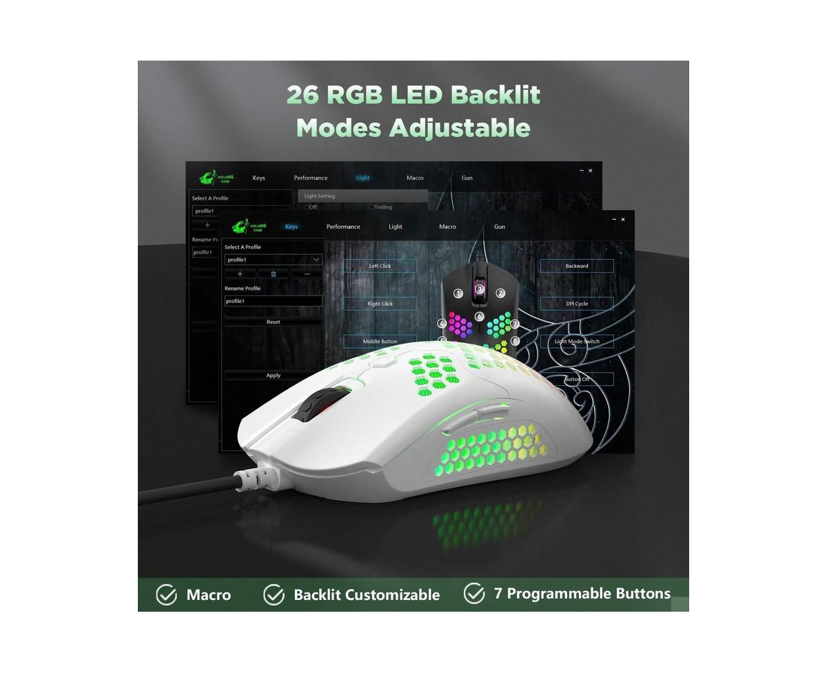 Risokeys 2-Pc Mechanical Gaming Combo – 82-Key Backlit Keyboard with Purple Switches, 65G Honeycomb Mouse with 12000 Dpi