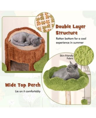 Multi-level Cat Tree with Double Decker Cat House Scratching Posts & Sisal Panel