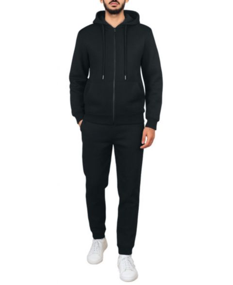 Мужской комплект Blu Rock Full-Zip Hoodie and Jogger Sweatpants Matching, 2-Piece Set, цвет: Чёрный