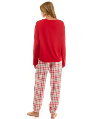 Women's Contrast Waistband Flannel Joggers