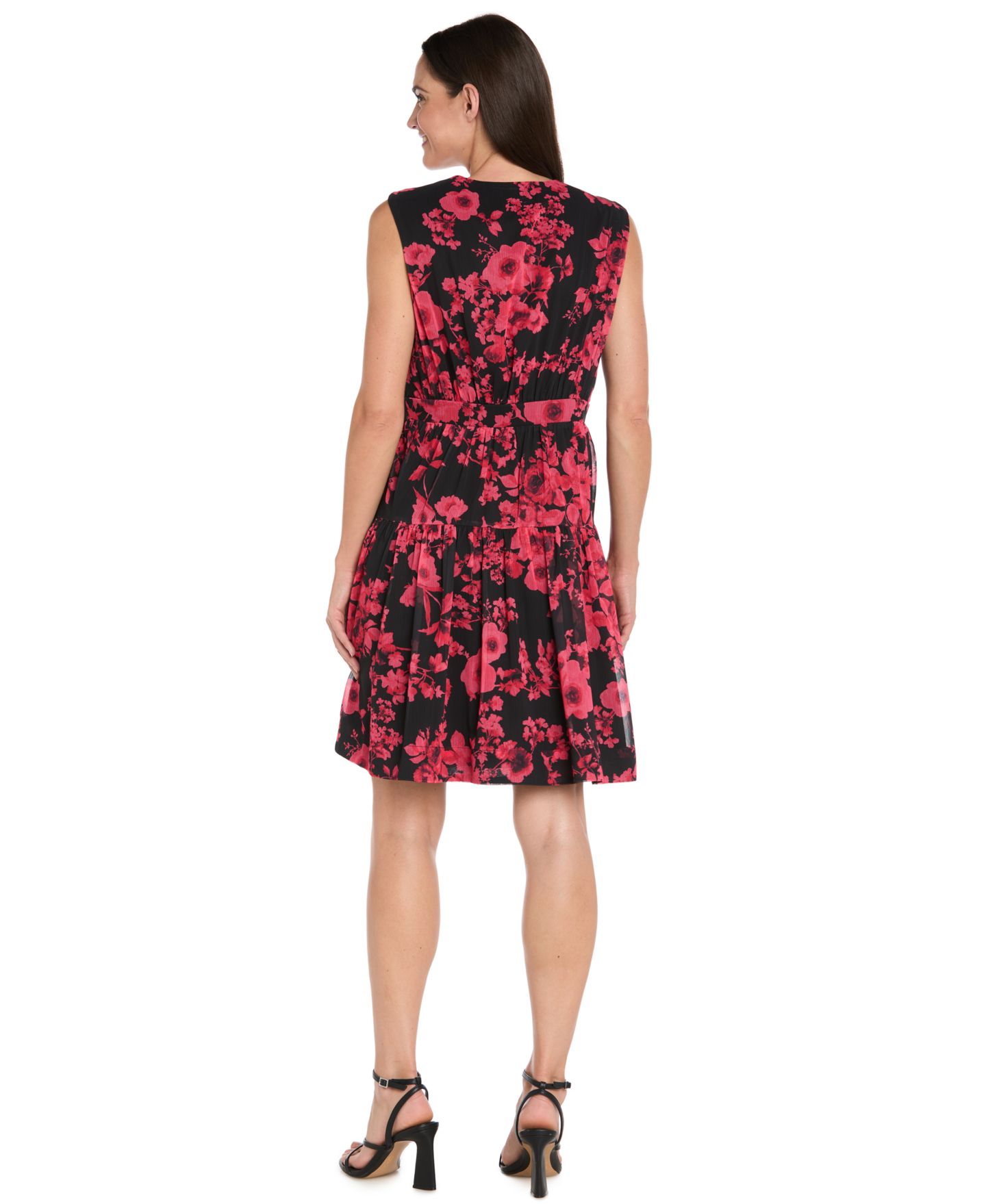 Женское платье R & M Richards Sleeveless Wrap, цвет: Чёрный / Красный — фото 3