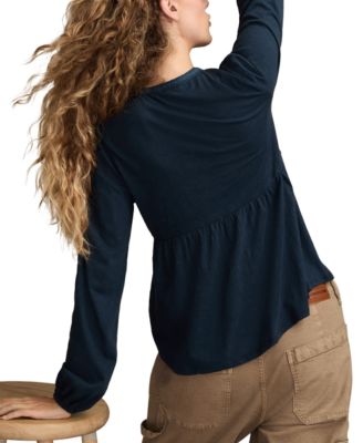 Women's Embroidered Bib Peasant Top