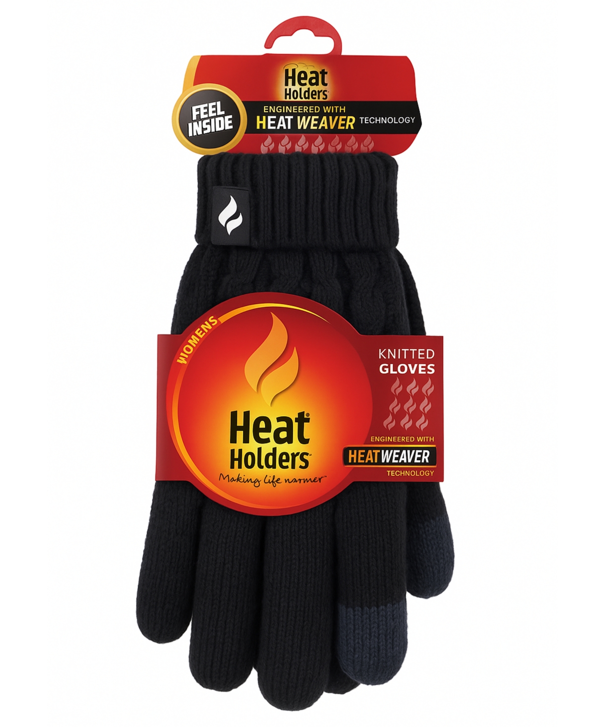Heat Holders Women's Ladies Cable Knit Touchscreen Gloves In Black