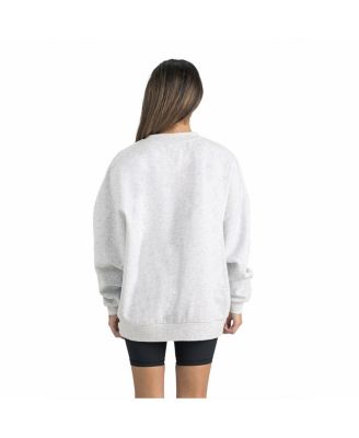 Women's Gray Clemson Tigers Premium Fleece Drop Shoulder Oversized Pullover Sweatshirt