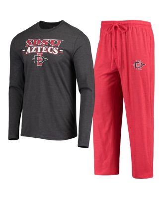 Concepts Sport - Men's 2-Piece Cardinal/Heathered Charcoal San Diego State Aztecs Meter Long Sleeve Top and Pants Sleep Set