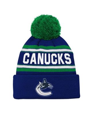 Outerstuff - Big Boys and Girls Blue Vancouver Canucks Jacquard Cuffed Knit with Pom Hat
