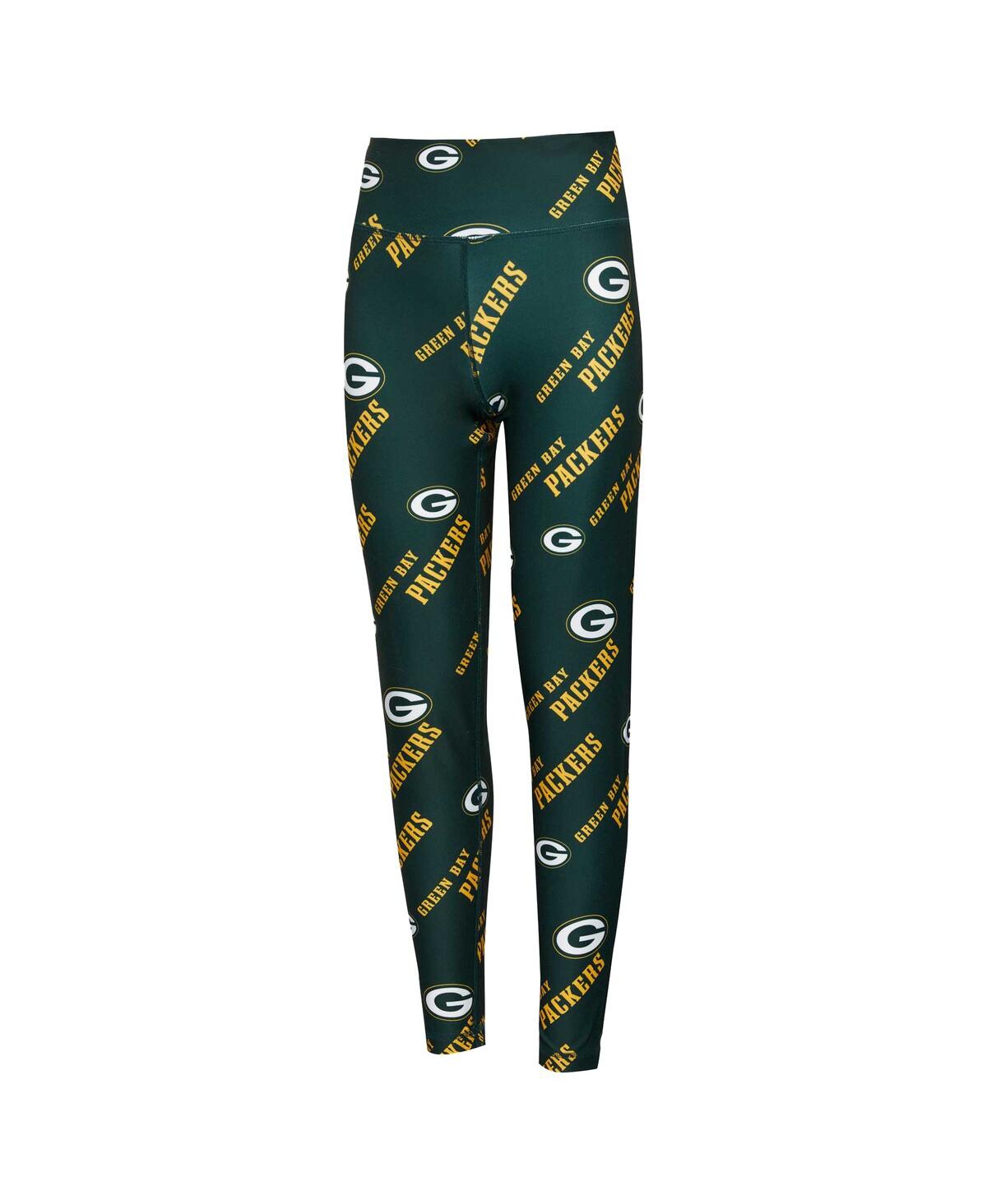Concepts Sport Women's Green Bay Packers Breakthrough Allover Print Knit Sleep Leggings In Green