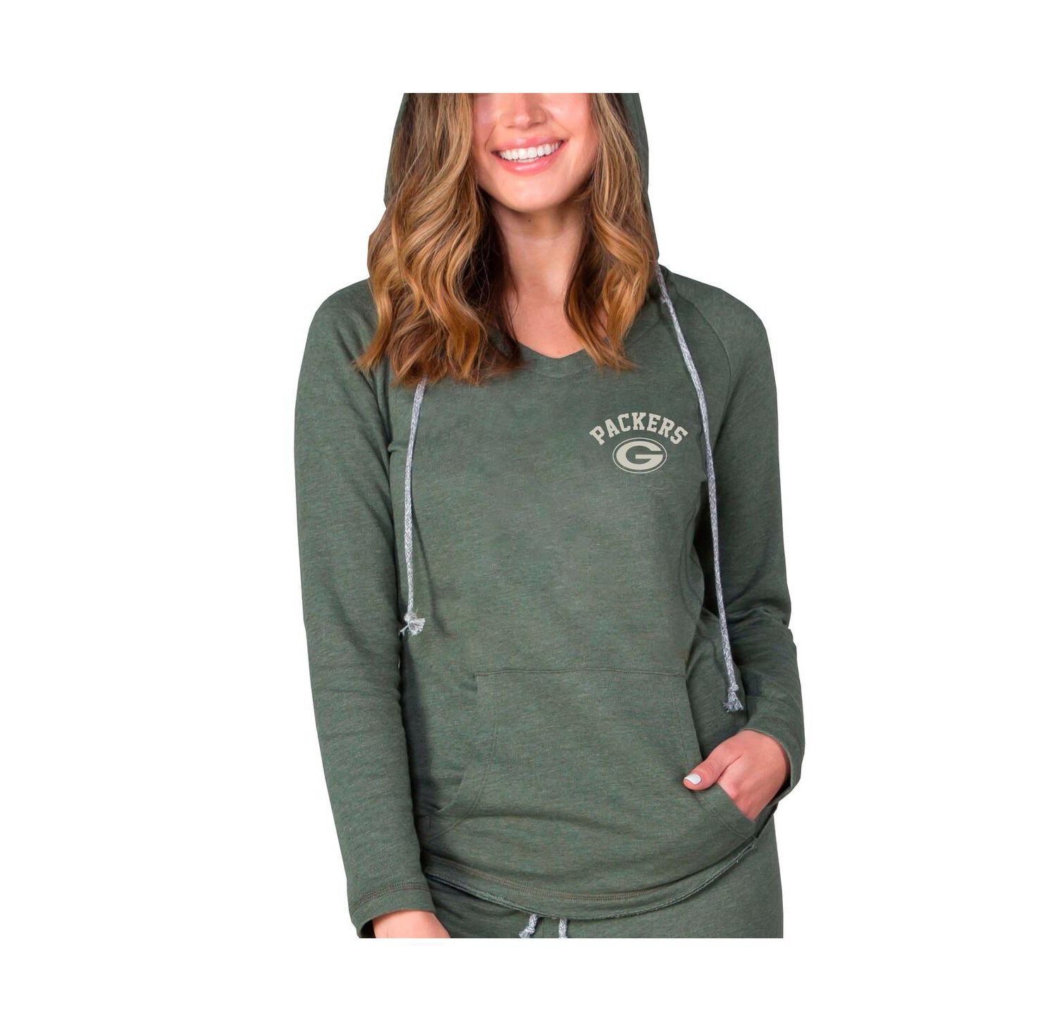 Women's Green Bay Packers Mainstream Terry Tri-Blend V-Neck Pullover Hoodie