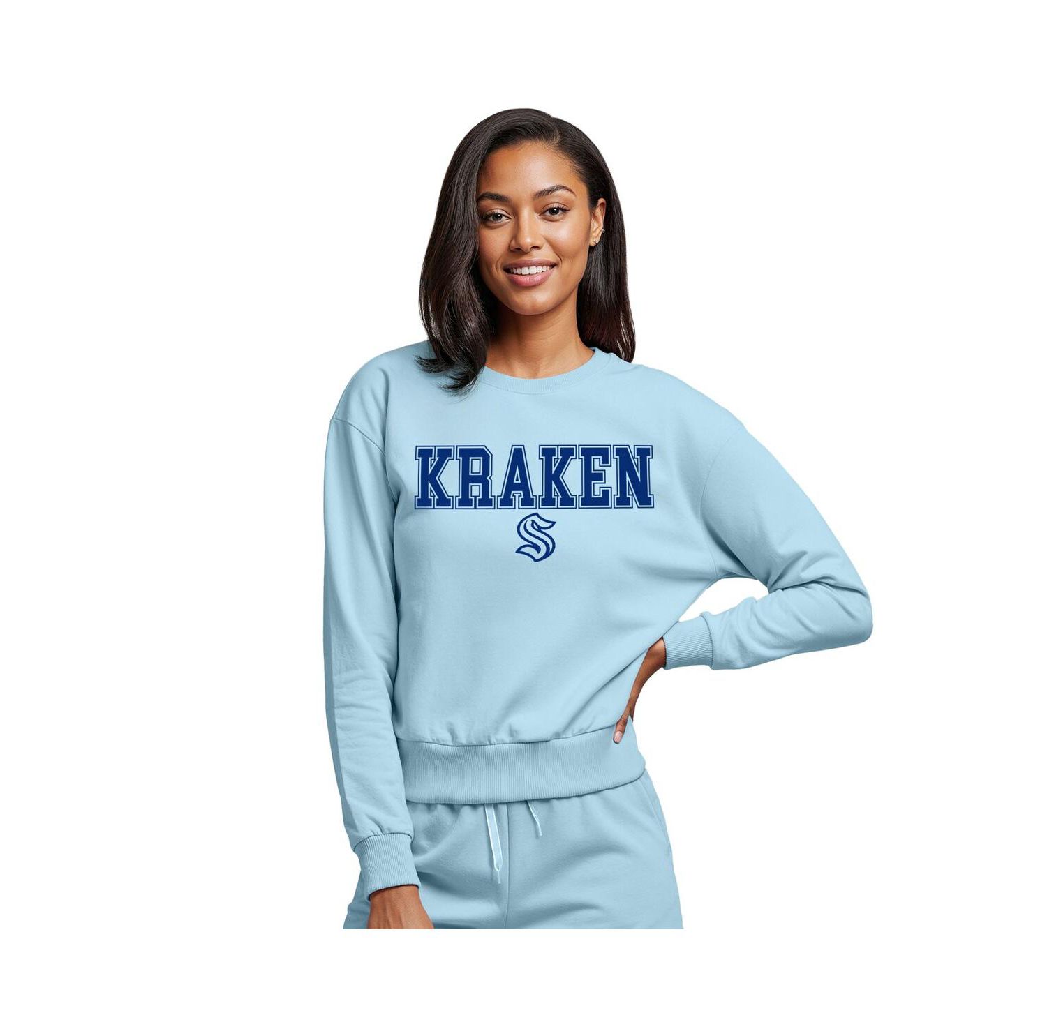 Women's Light Blue Seattle Kraken Tonal Pullover Sweatshirt