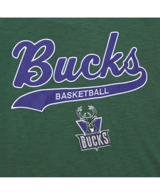 Men's Green Milwaukee Bucks Hardwood Classics Felt Applique Slub T-Shirt