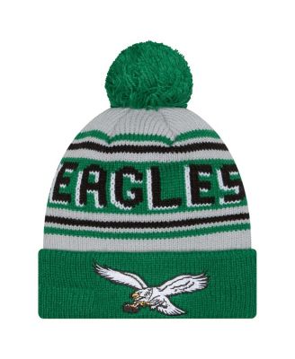 Big Boys and Girls Kelly Green Philadelphia Eagles Main Cuffed Knit with Pom Hat